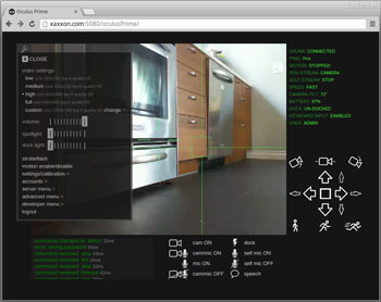 Oculus Prime Robot remote web browser control GUI