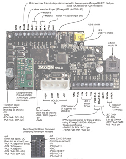 Xaxxon MALG/Arduino Microcontroller PCB connection diagram