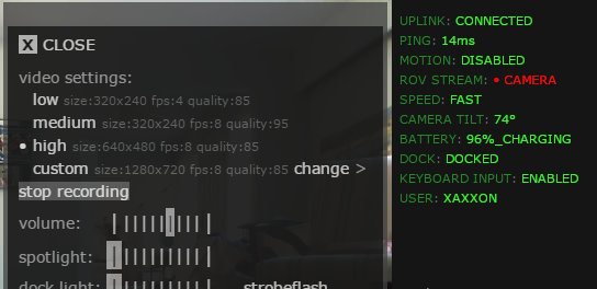 Oculus Prime Mobile Robot Video Recording Menu