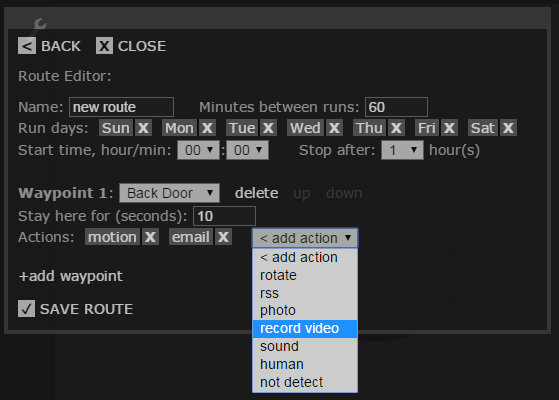 Oculus Prime SLAM Navigator Robot waypoint video record menu